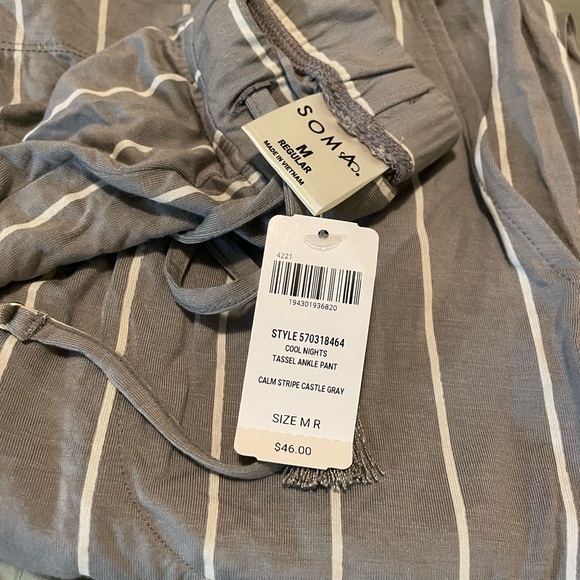 Soma NWT pajama set Ladies size Medium “Calm Stripe Castle Grey” - Picture 6 of 12